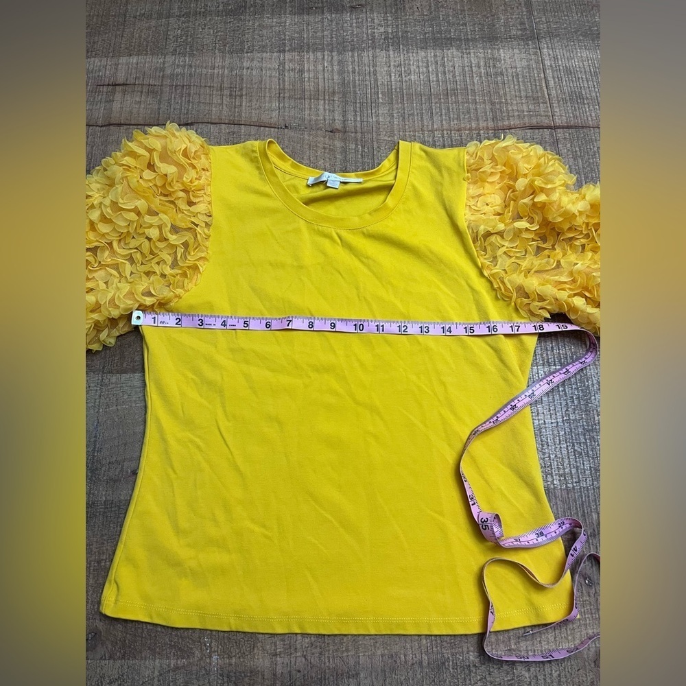 NWOT Anthropologie Yellow Ruffle Sleeve Blouse - Picture 6 of 9